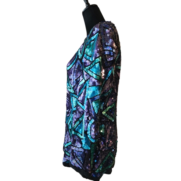 Gorgeous Sequins Joan Leslie Evenings Blouse-Size Medium - Picture 7 of 16